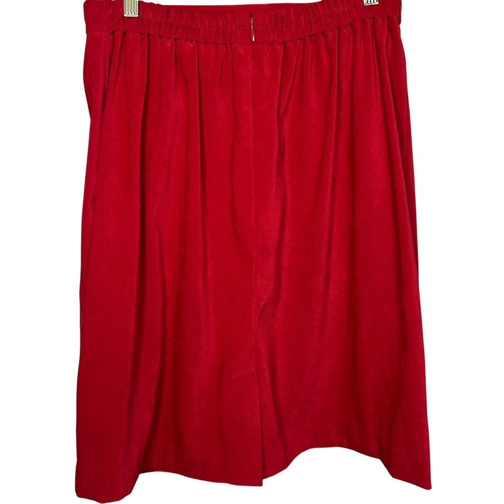 Amanda Smith Petite Skirt- 14P- velvet like red, some stretch with elastic waist - Picture 2 of 6